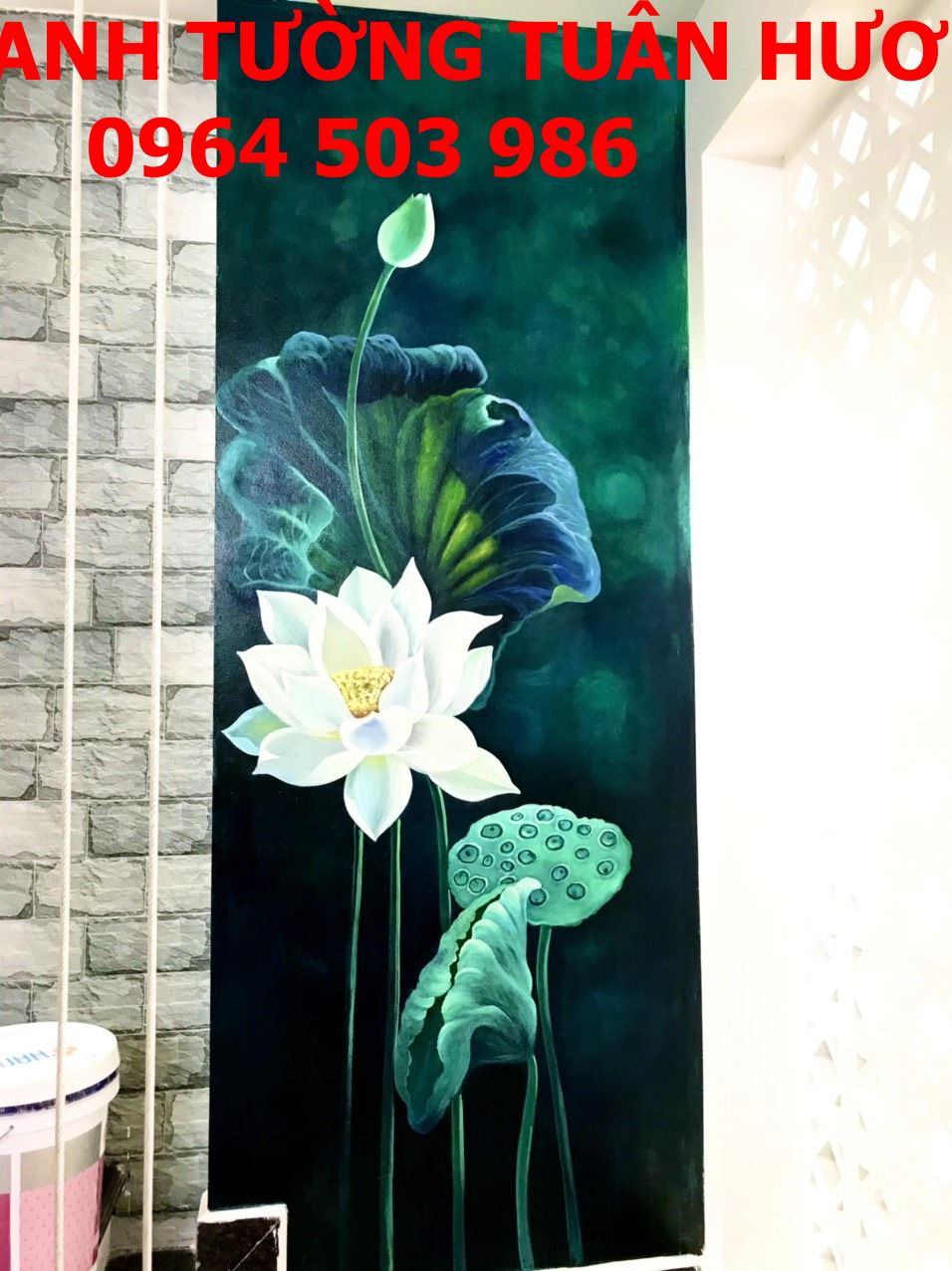 vẽ tranh hoa sen 3d tại vĩnh tường