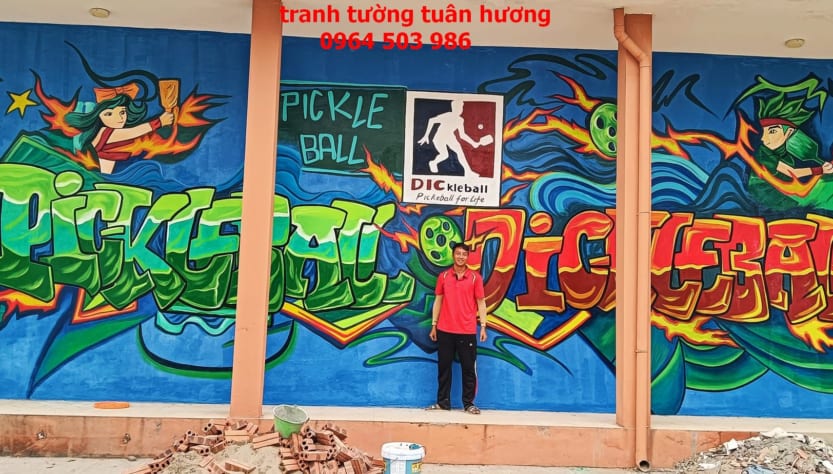 vẽ tranh tường pickleball tại vĩnh yên vĩnh phúc