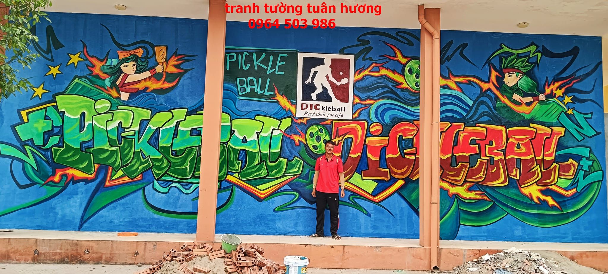 vẽ tranh tường pickleball tại vĩnh yên vĩnh phúc