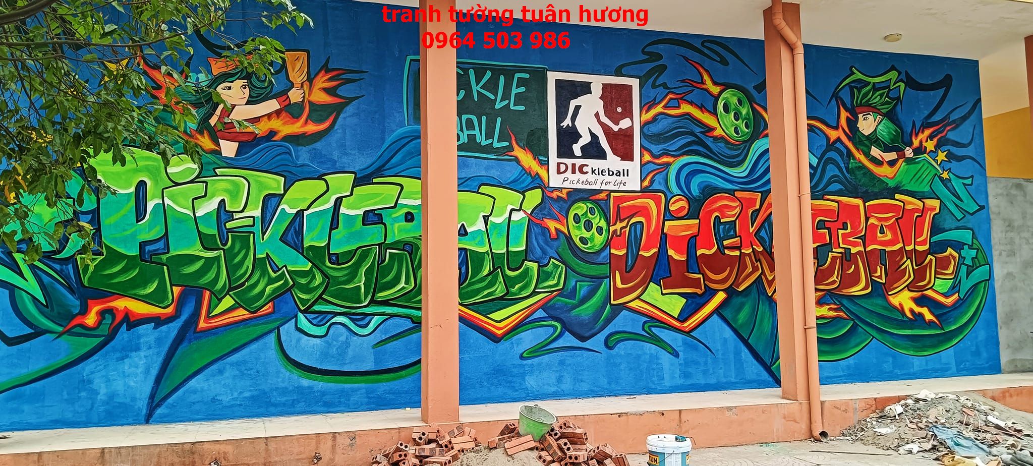 vẽ tranh tường pickleball tại vĩnh yên vĩnh phúc