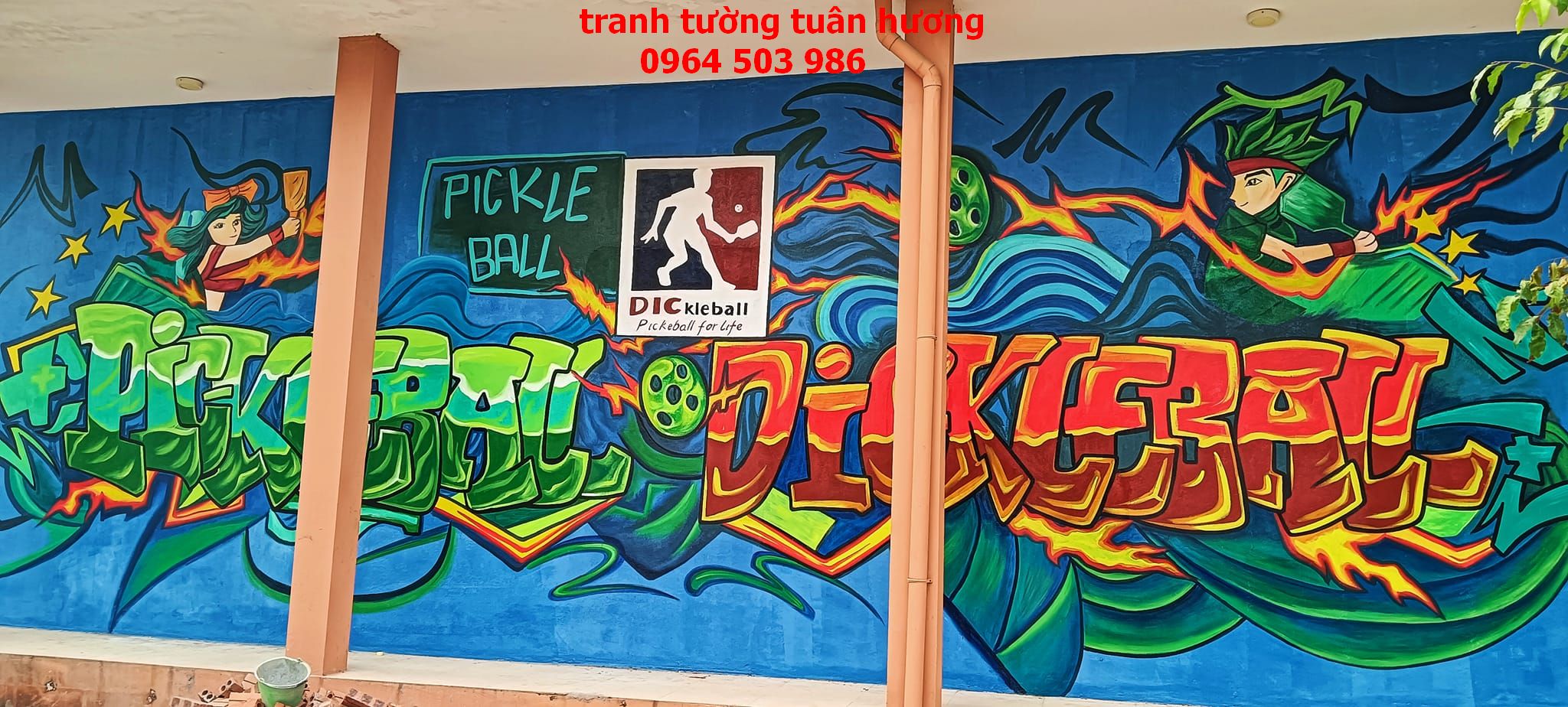 vẽ tranh tường pickleball tại vĩnh phúc